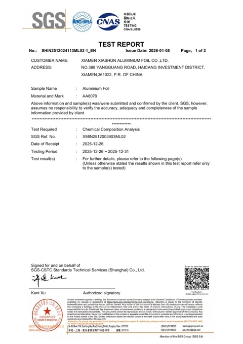 AA8079 Aluminium Foil - EN 602 Report