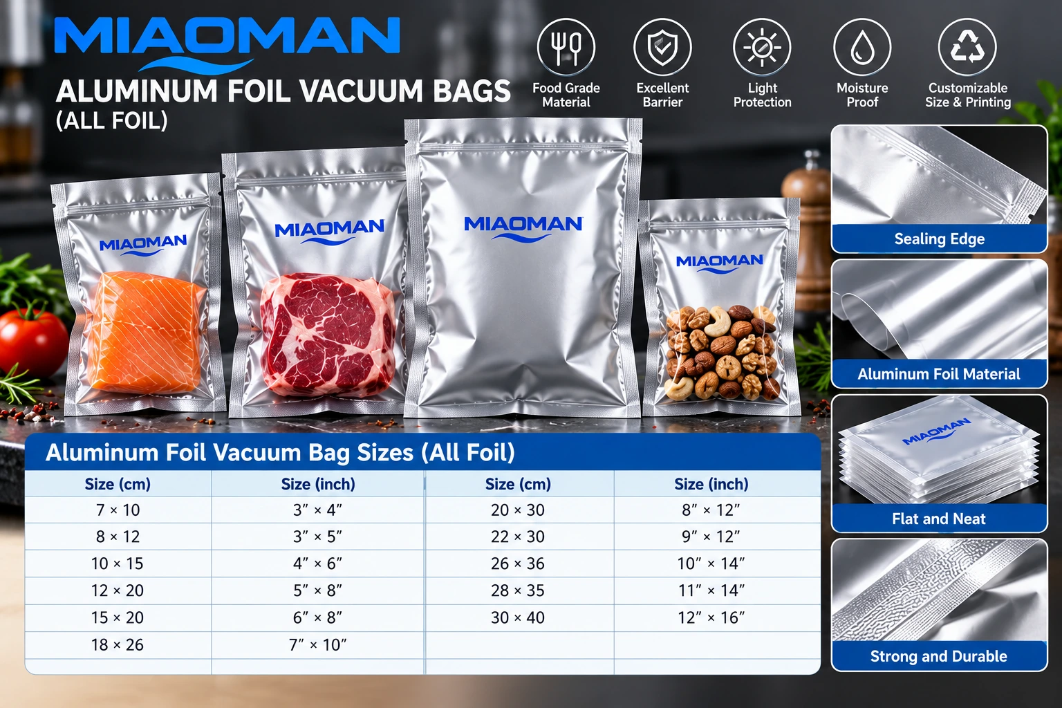 Aluminium foil pouch samples