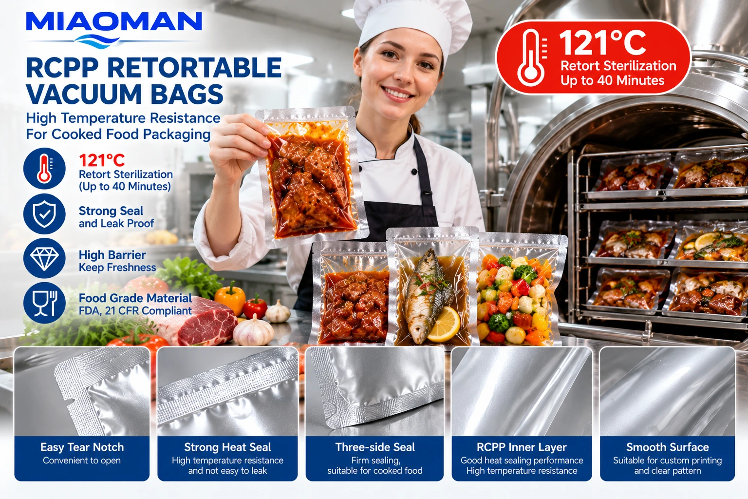 Clear retort vacuum bags